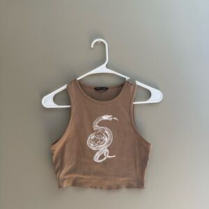 SHEIN Tan Ribbed Tank Top